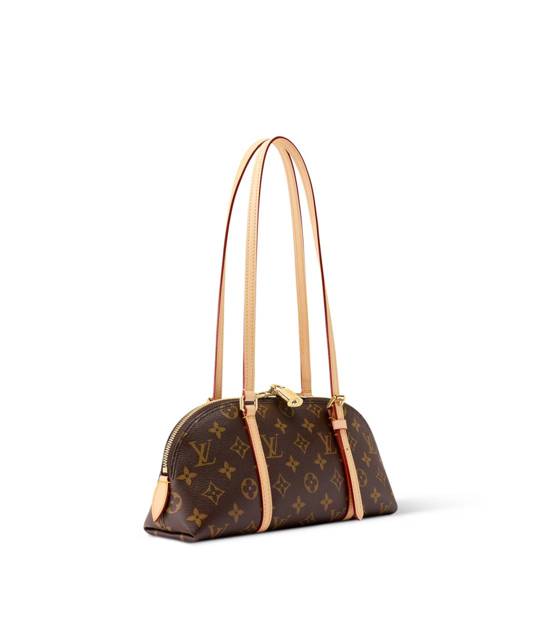 LOUIS VUITTON Коричневая сумка с короткими ручками из канвы, фото 2