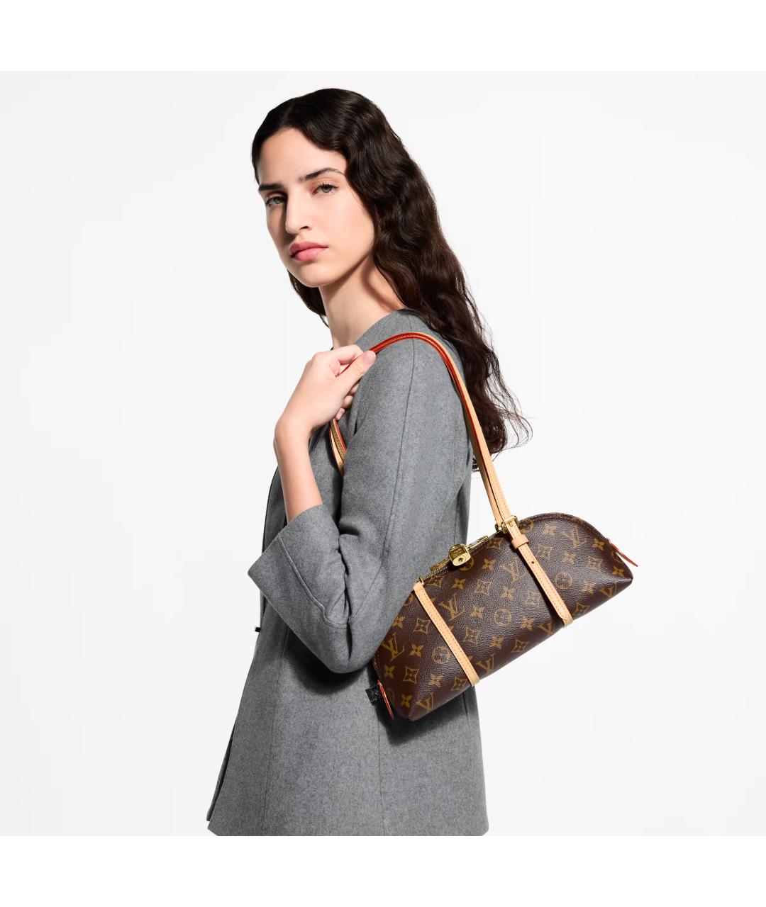 LOUIS VUITTON Коричневая сумка с короткими ручками из канвы, фото 6