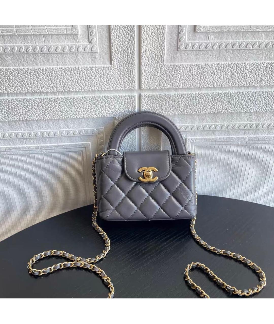 CHANEL Антрацитовая кожаная сумка через плечо, фото 8