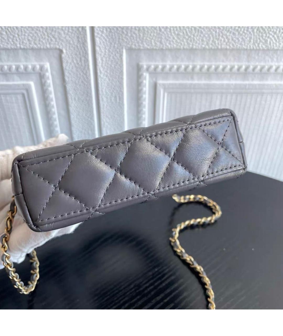 CHANEL Антрацитовая кожаная сумка через плечо, фото 5