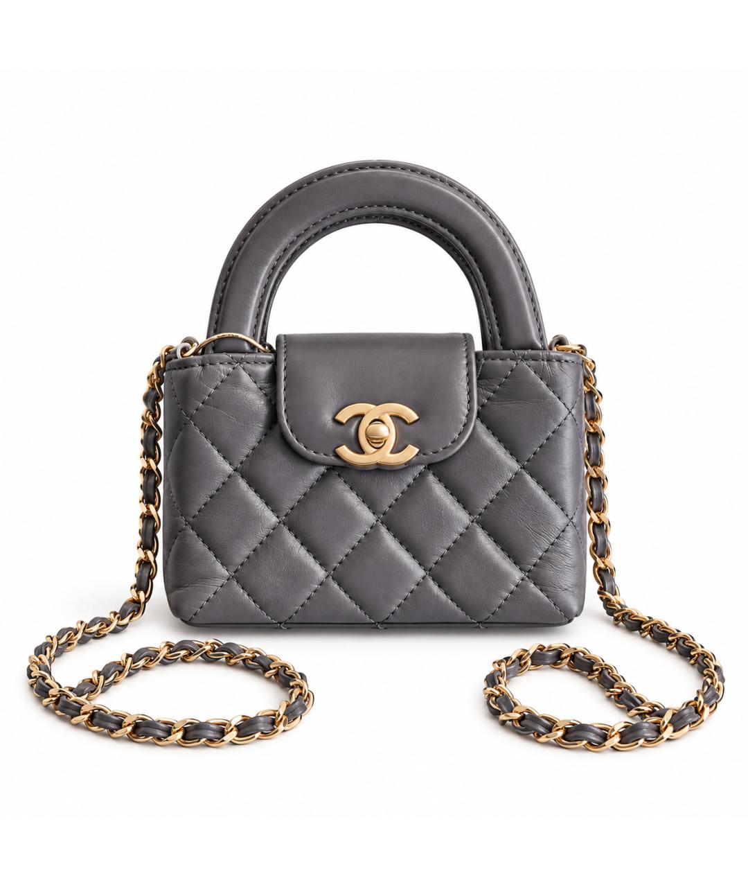 CHANEL Антрацитовая кожаная сумка через плечо, фото 1