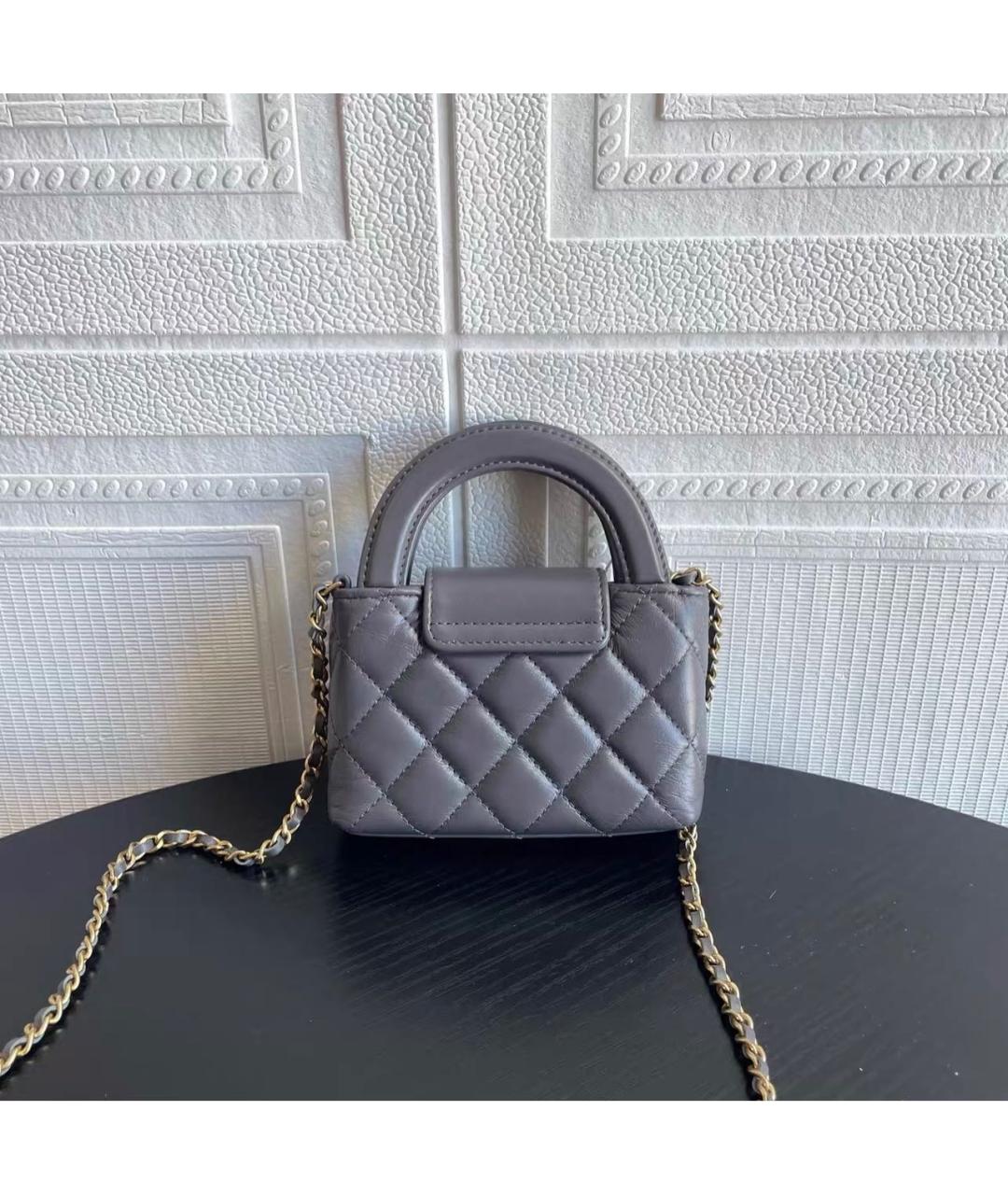CHANEL Антрацитовая кожаная сумка через плечо, фото 2