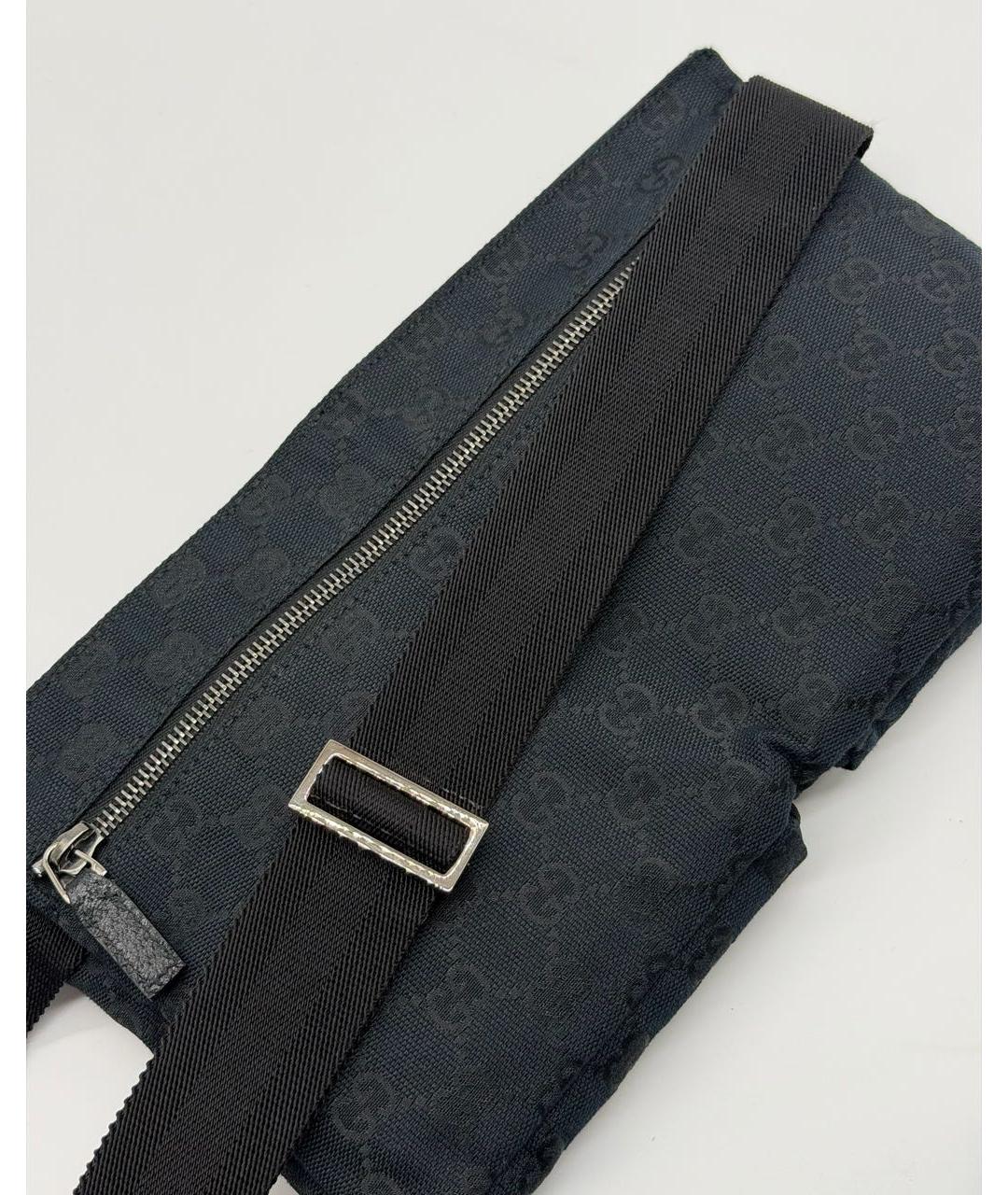 GUCCI Черная жаккардовая поясная сумка, фото 7