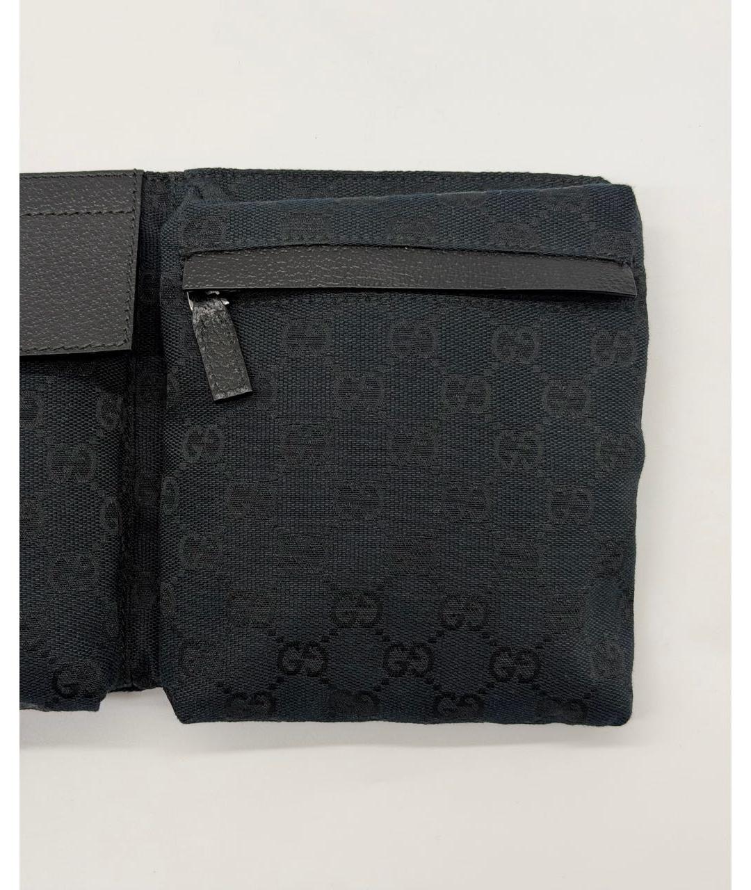 GUCCI Черная жаккардовая поясная сумка, фото 4