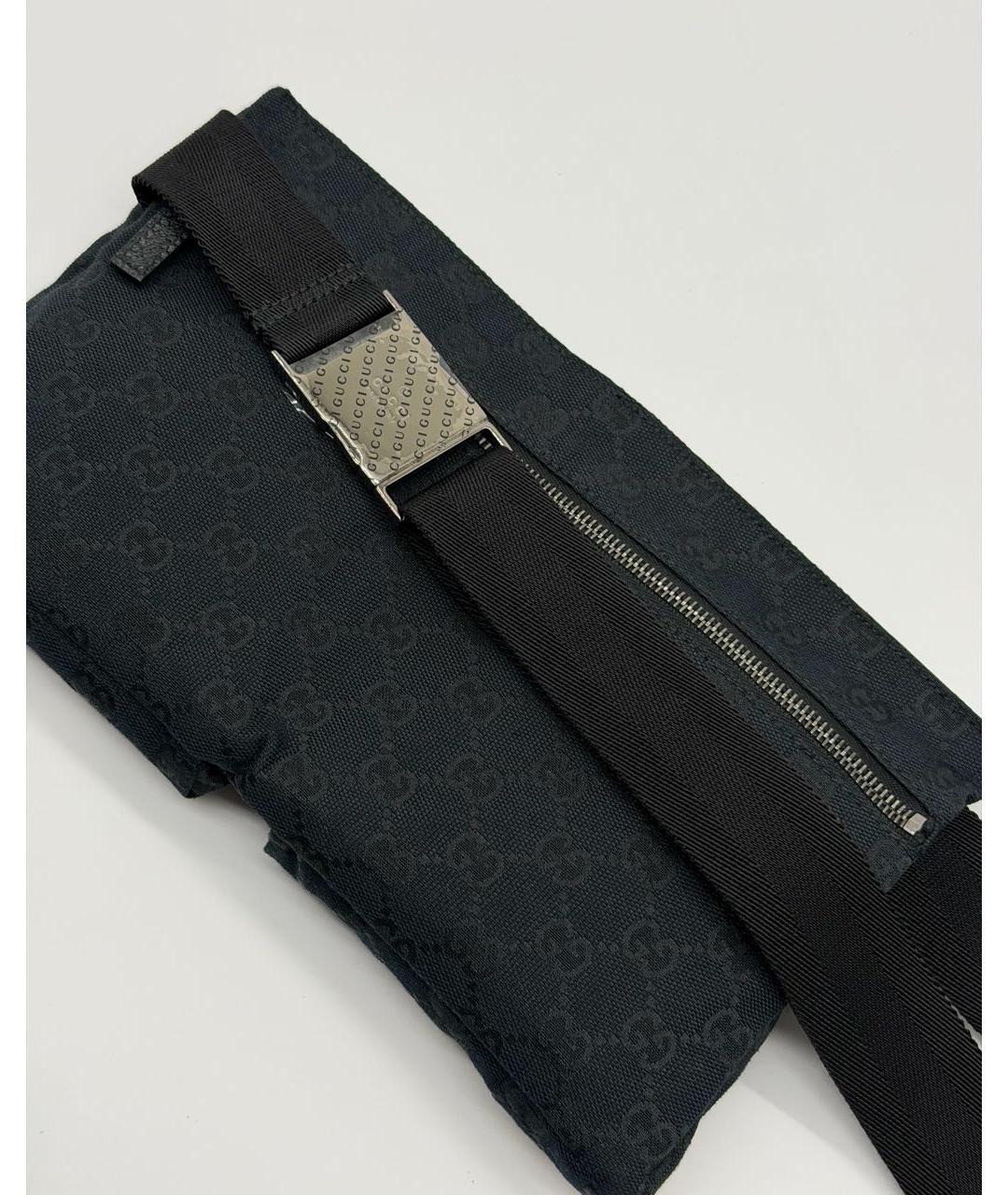 GUCCI Черная жаккардовая поясная сумка, фото 8