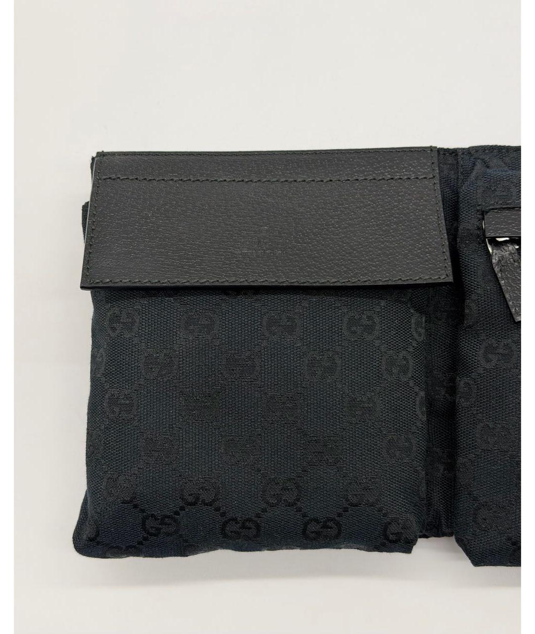 GUCCI Черная жаккардовая поясная сумка, фото 3