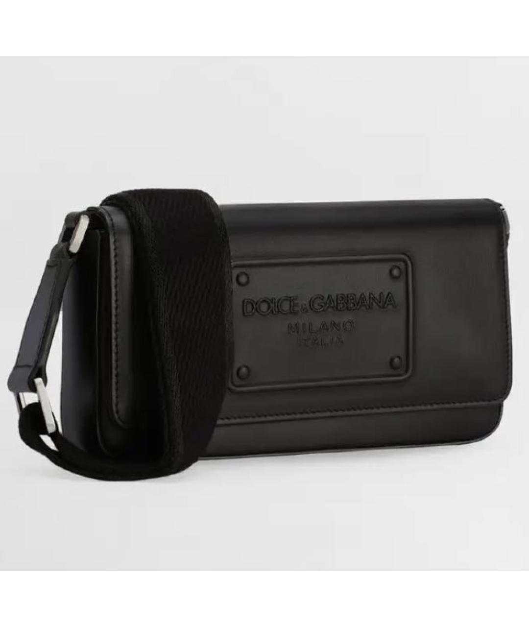 DOLCE&GABBANA Черная кожаная сумка через плечо, фото 4