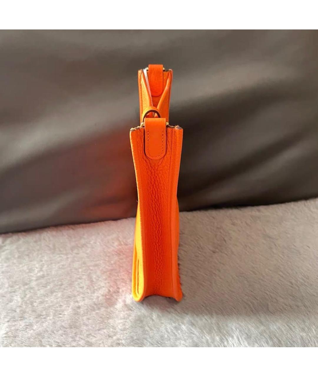 HERMES Оранжевая кожаная сумка через плечо, фото 4