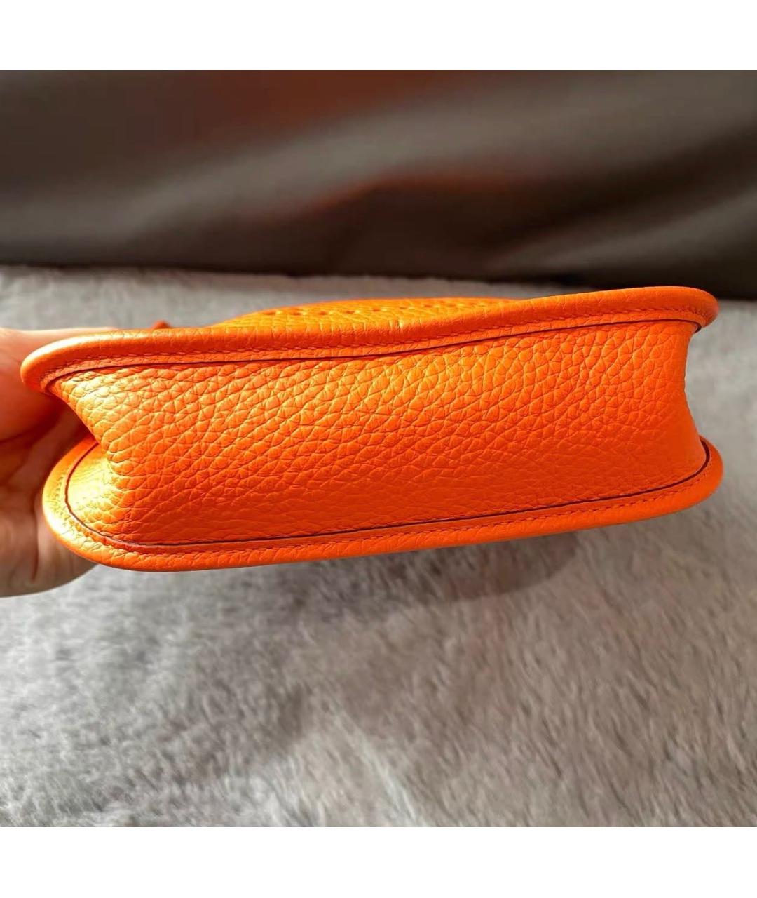 HERMES Оранжевая кожаная сумка через плечо, фото 5