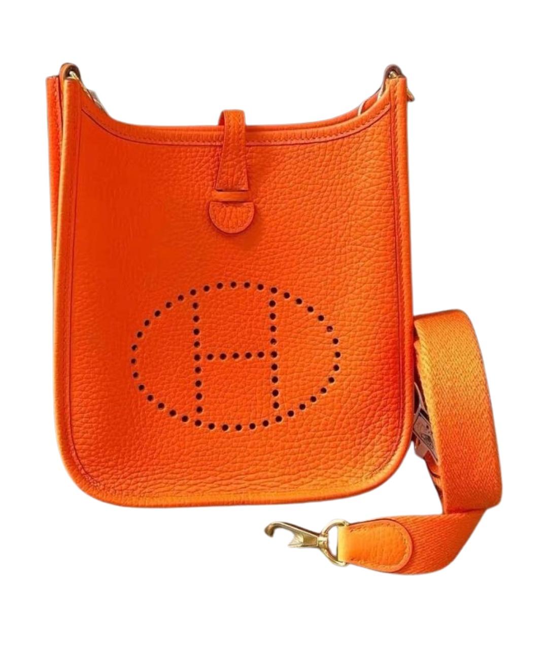 HERMES Оранжевая кожаная сумка через плечо, фото 1