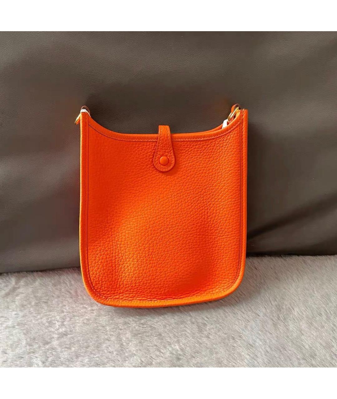 HERMES Оранжевая кожаная сумка через плечо, фото 2