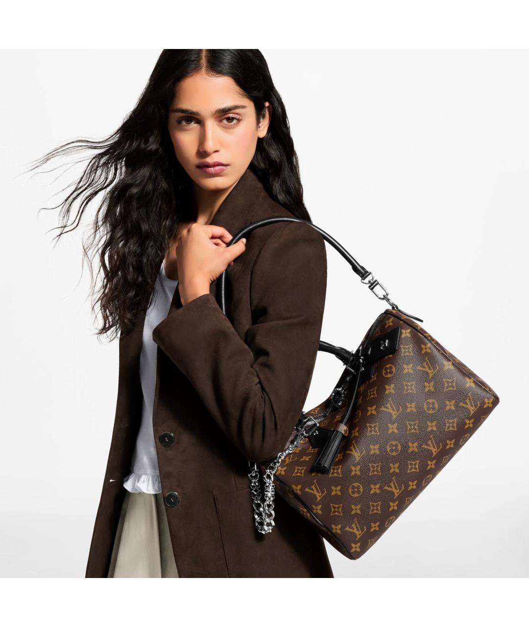 LOUIS VUITTON Коричневая сумка с короткими ручками из канвы, фото 4