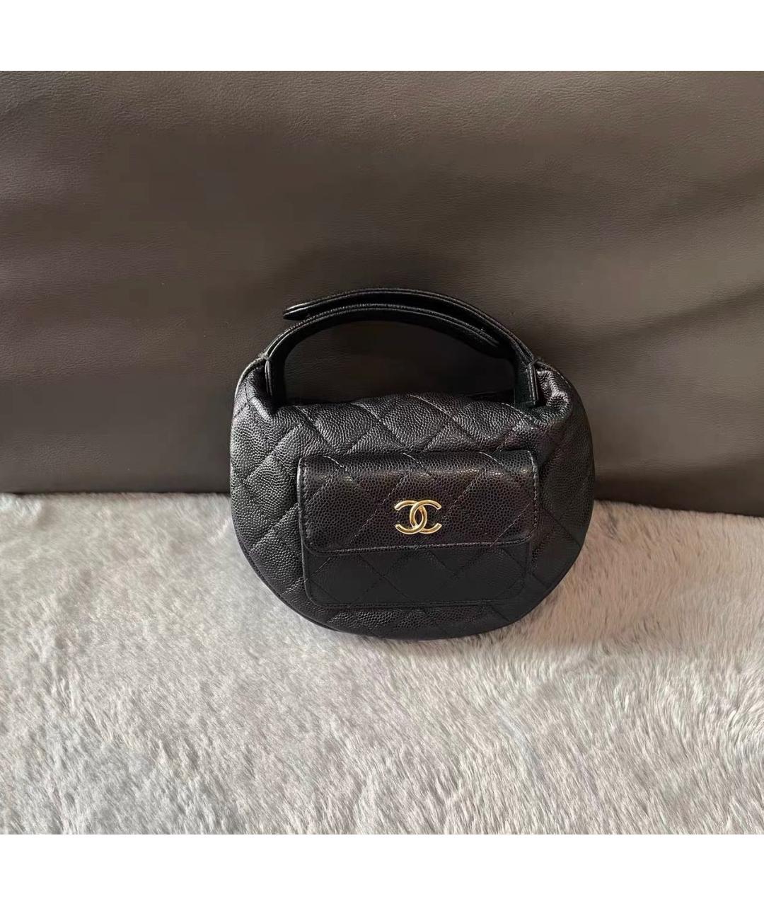 CHANEL Черная кожаная сумка с короткими ручками, фото 7