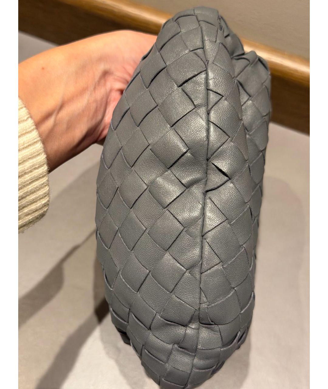 BOTTEGA VENETA Антрацитовая кожаная сумка с короткими ручками, фото 5