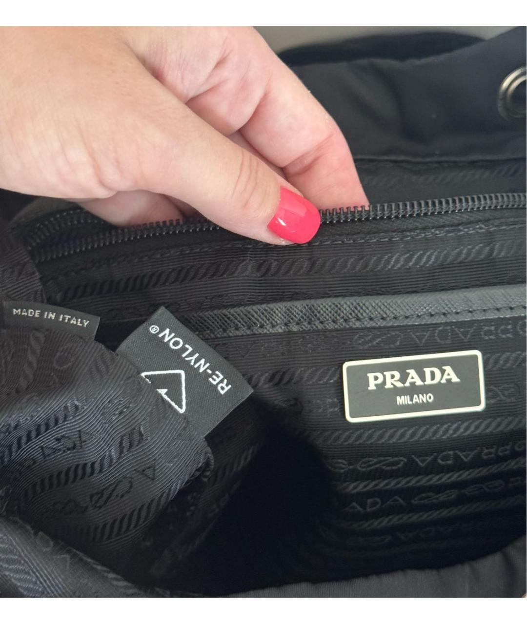 PRADA Черный нейлоновый рюкзак, фото 6