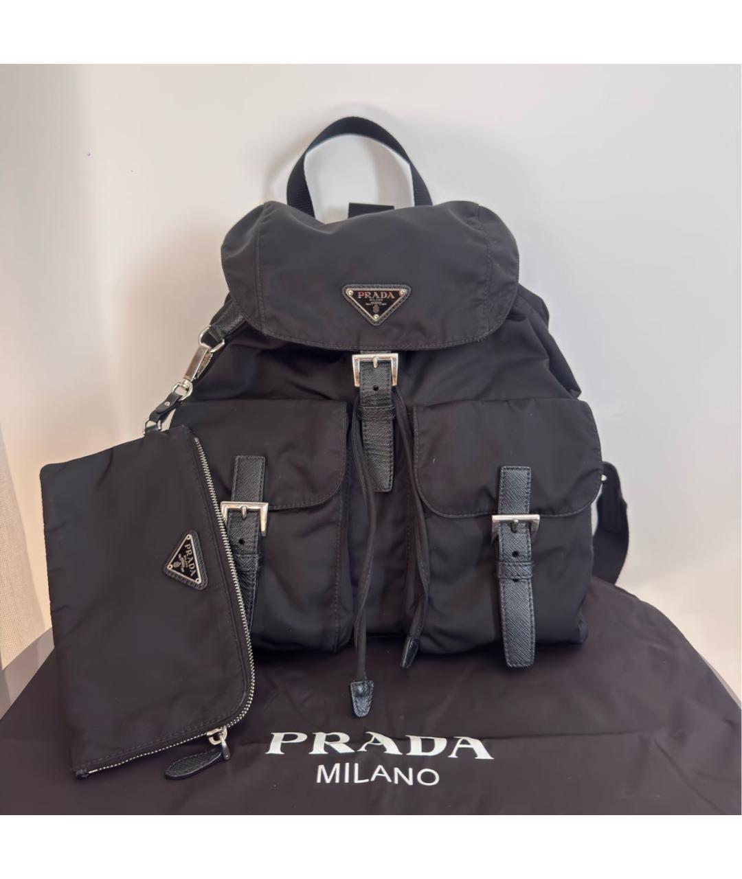 PRADA Черный нейлоновый рюкзак, фото 7