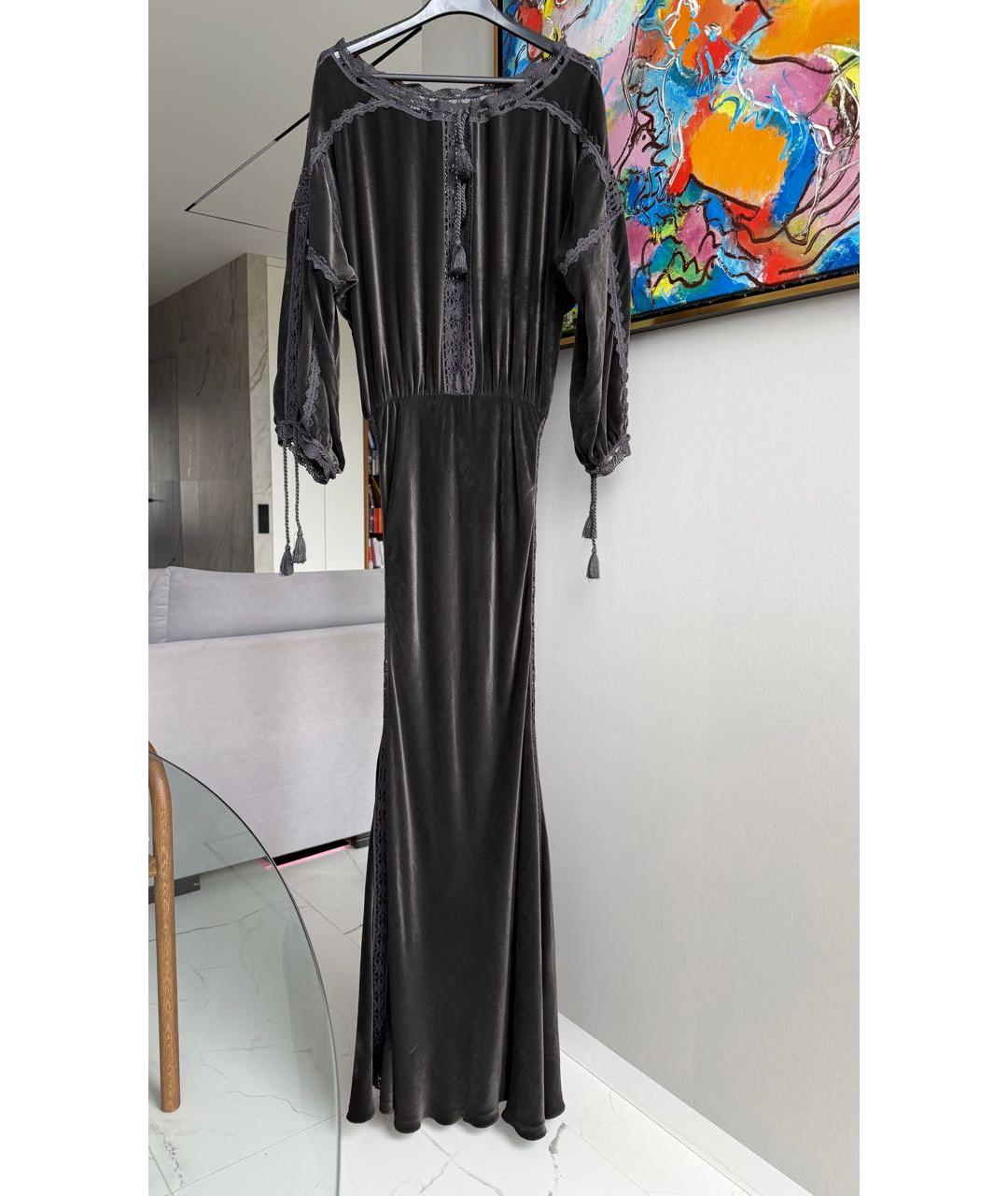 JEAN PAUL GAULTIER Антрацитовое бархатное вечернее платье, фото 8