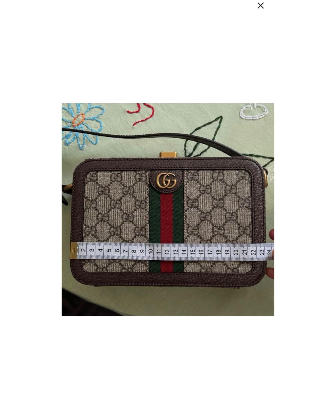 GUCCI Бежевая сумка на плечо из канвы, фото 5