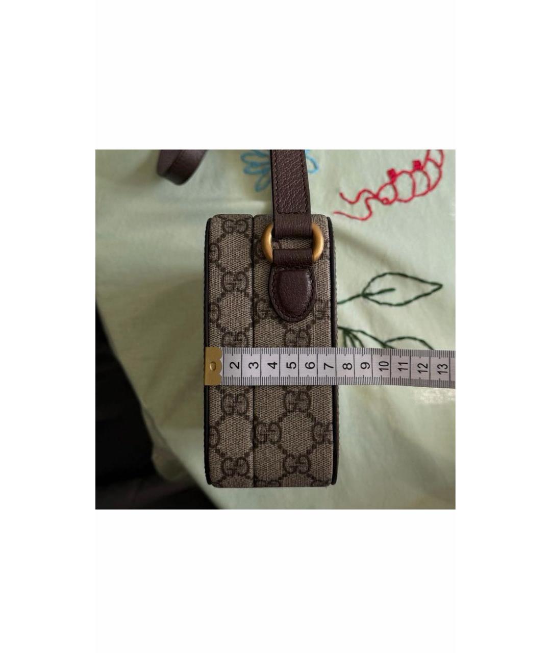 GUCCI Бежевая сумка на плечо из канвы, фото 6