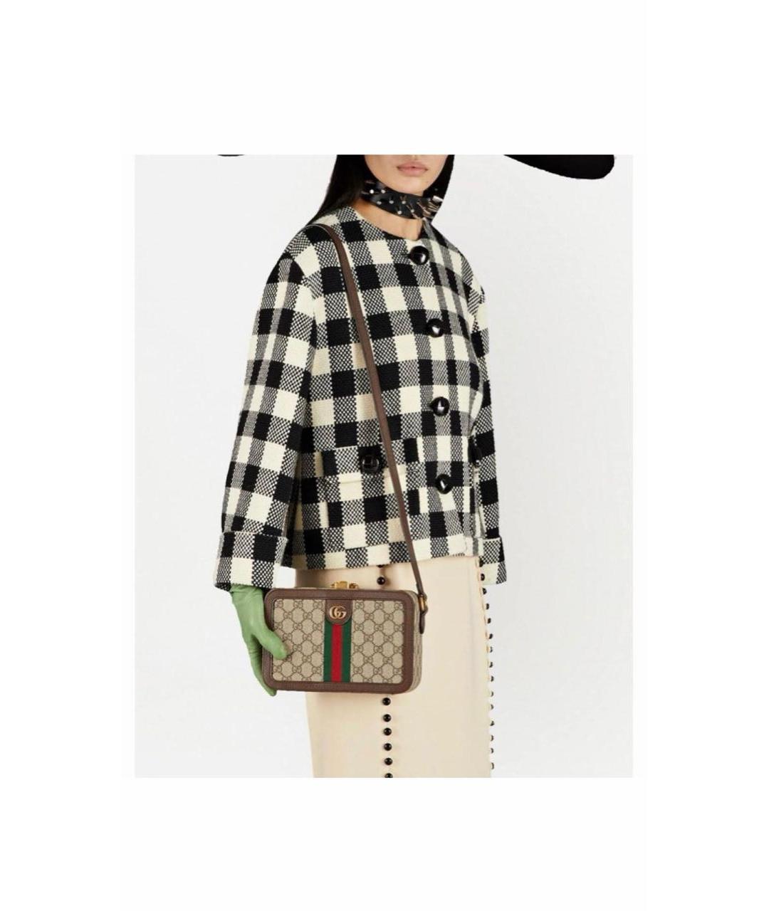 GUCCI Бежевая сумка на плечо из канвы, фото 4
