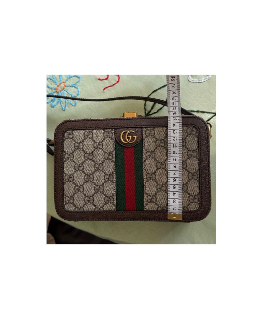 GUCCI Бежевая сумка на плечо из канвы, фото 7