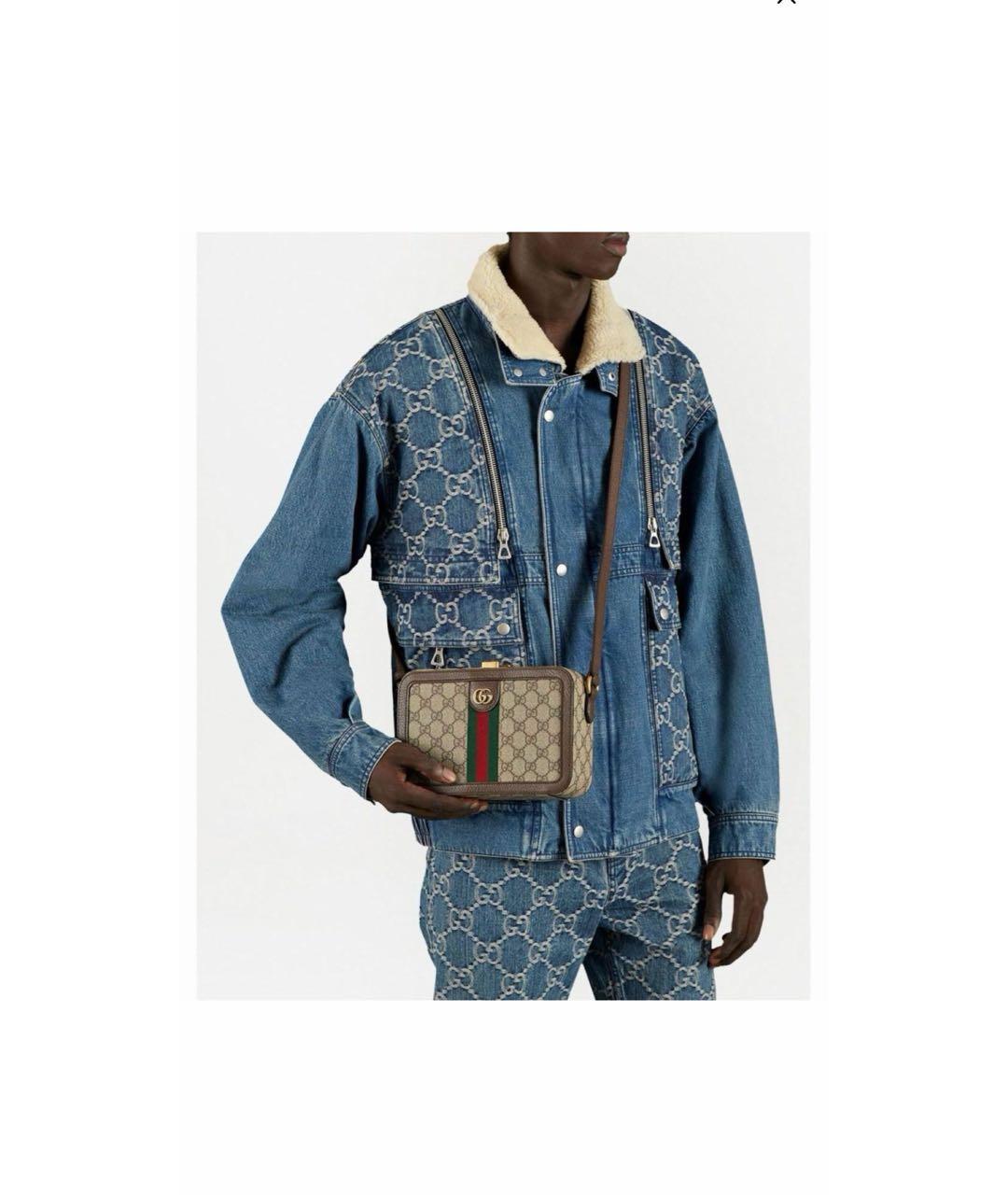 GUCCI Бежевая сумка на плечо из канвы, фото 3