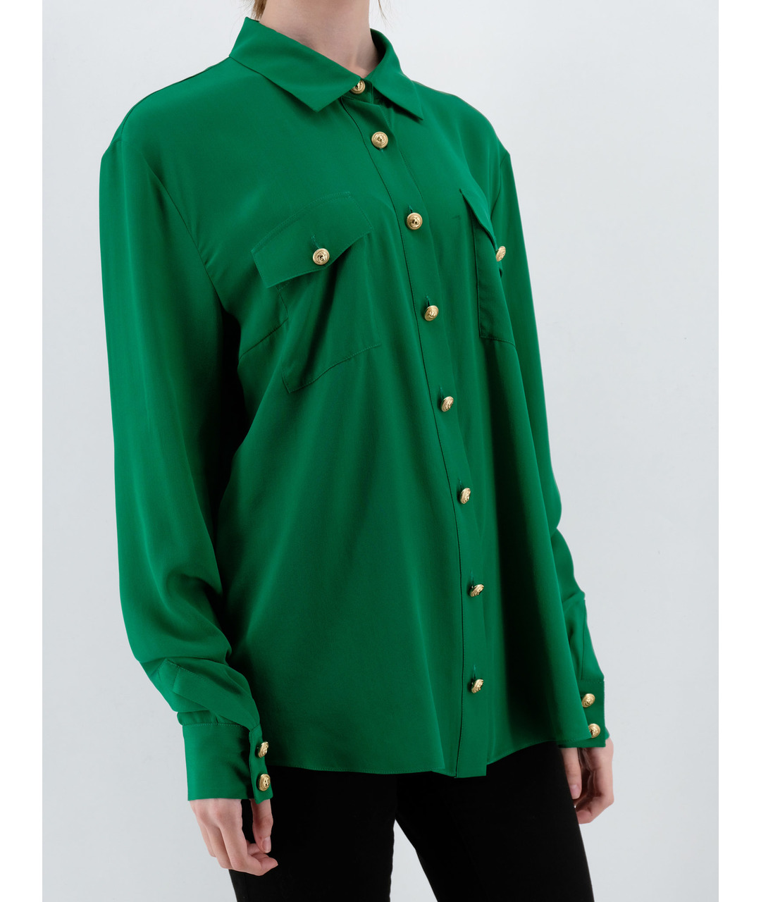 BALMAIN Зеленая шелковая рубашка, фото 2