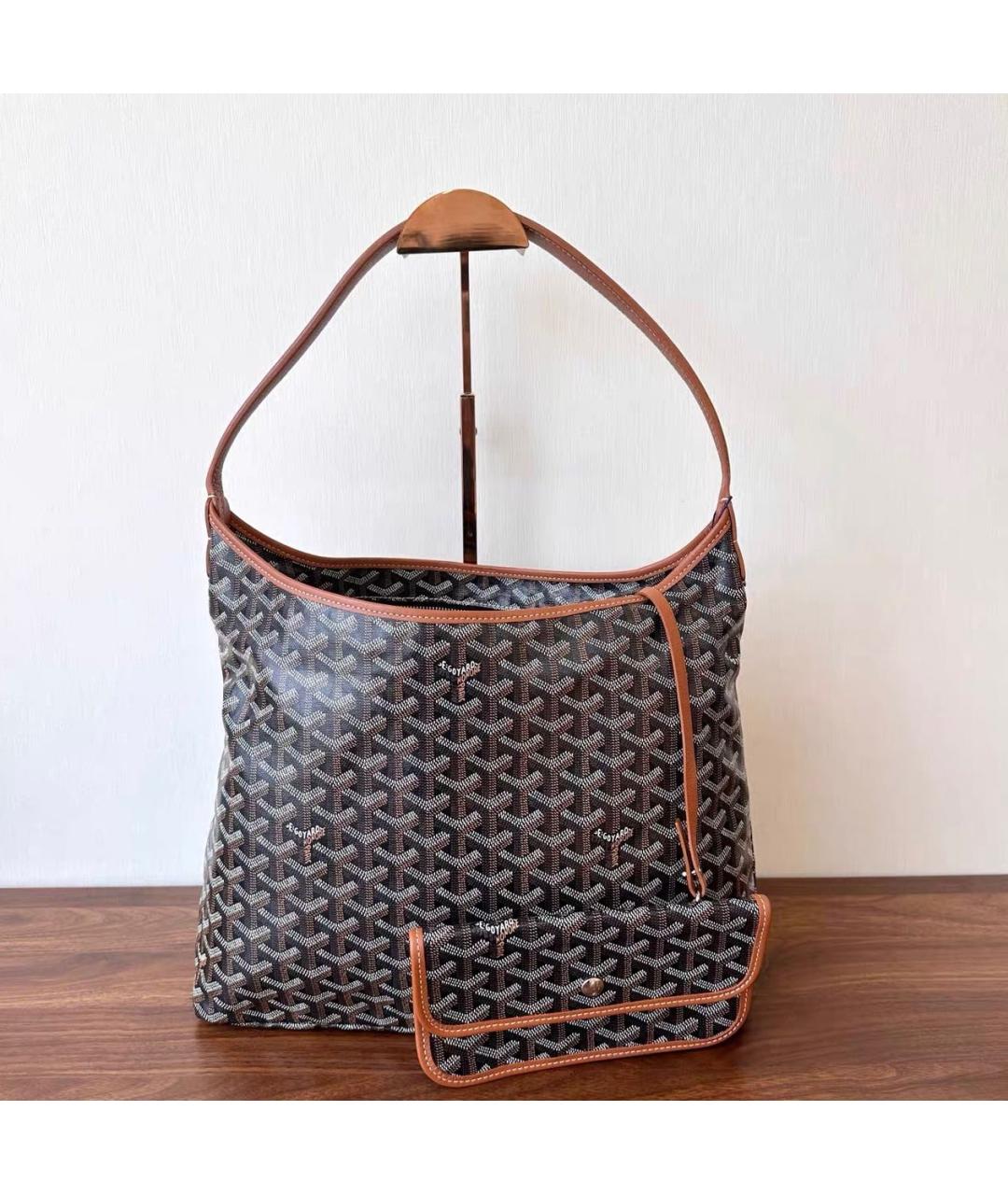 GOYARD Коричневая кожаная сумка с короткими ручками, фото 8