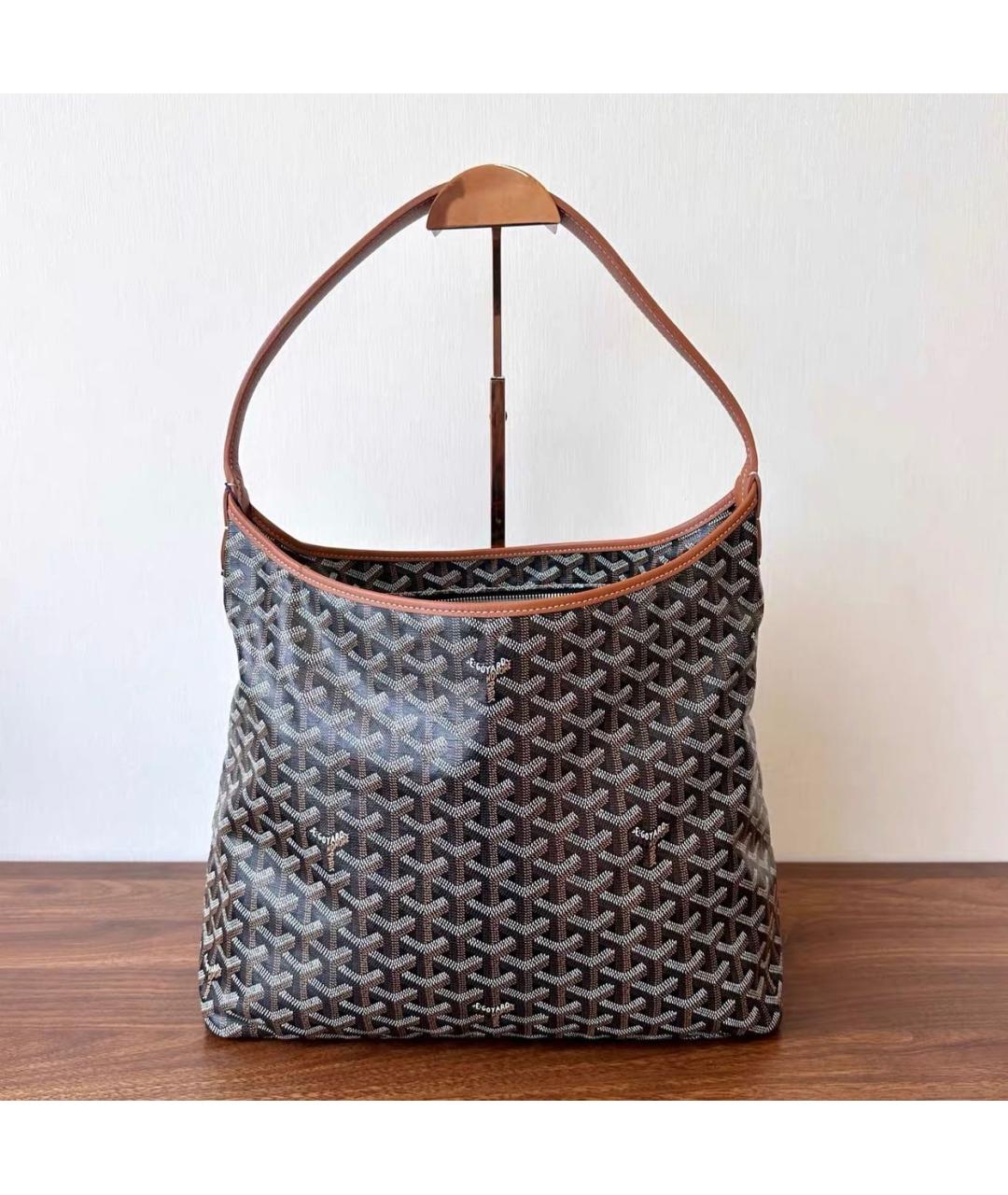 GOYARD Коричневая кожаная сумка с короткими ручками, фото 3