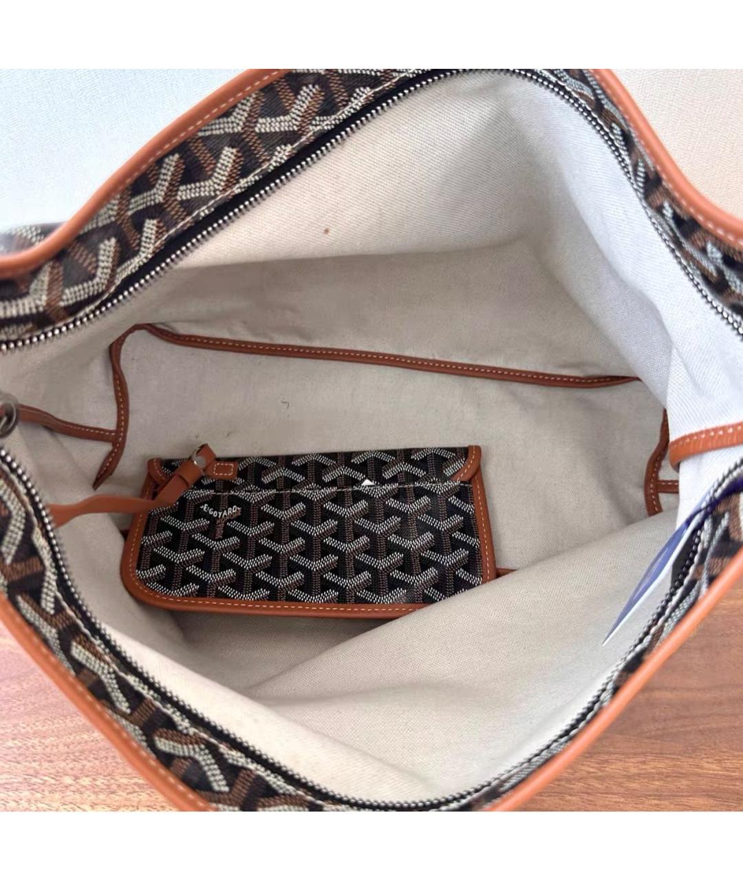 GOYARD Коричневая кожаная сумка с короткими ручками, фото 7