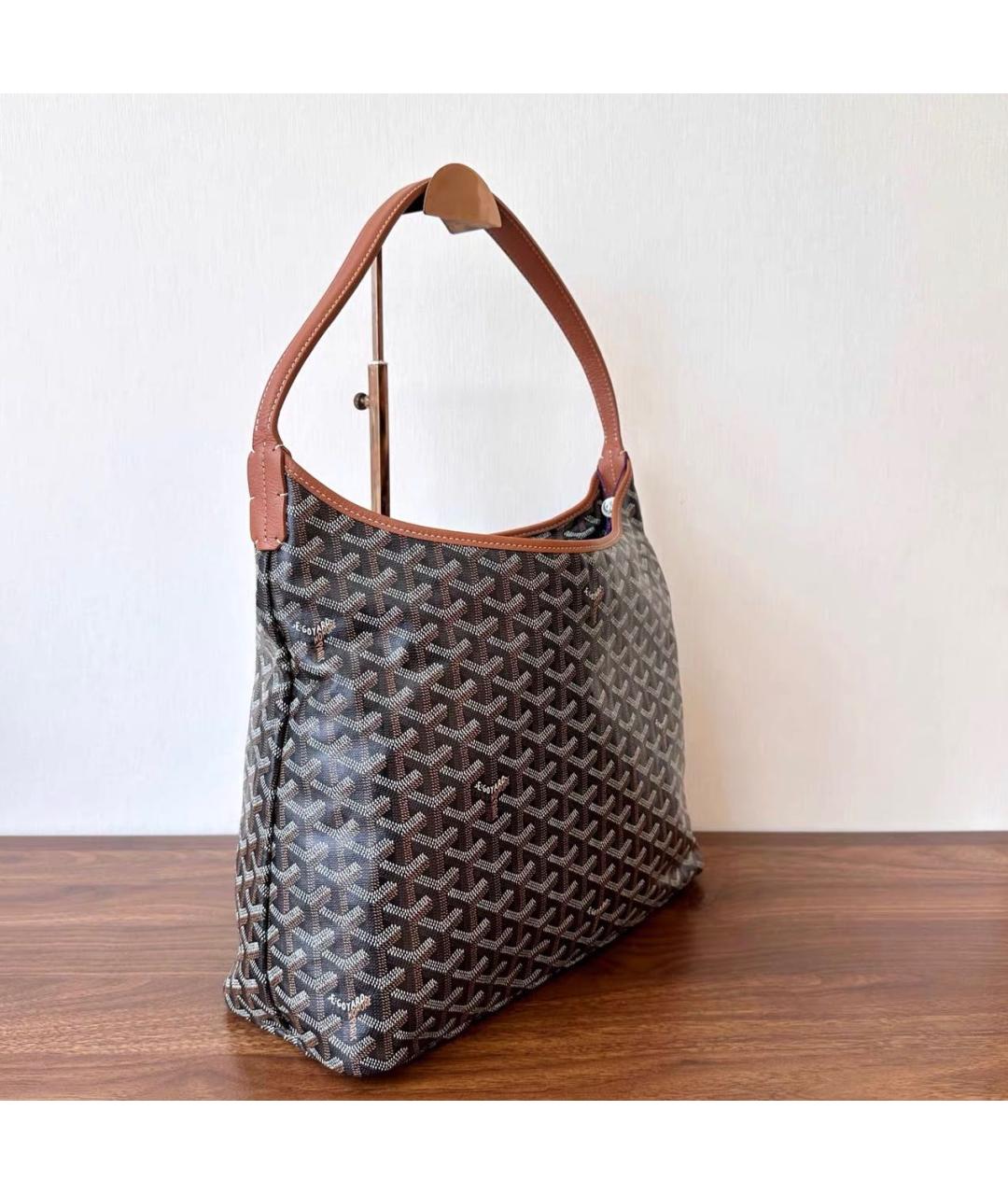 GOYARD Коричневая кожаная сумка с короткими ручками, фото 2
