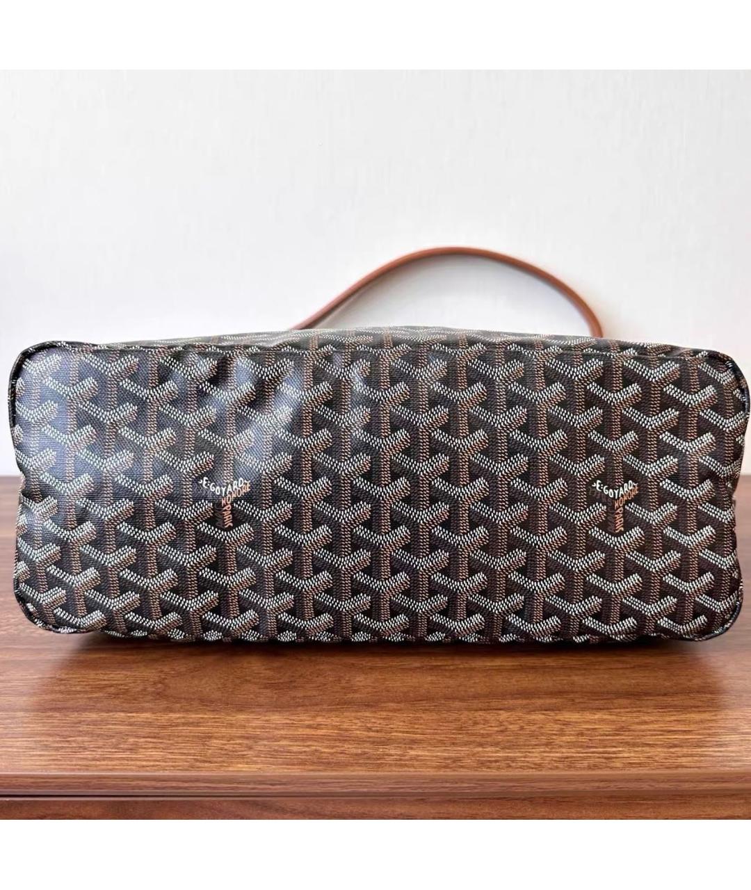 GOYARD Коричневая кожаная сумка с короткими ручками, фото 6