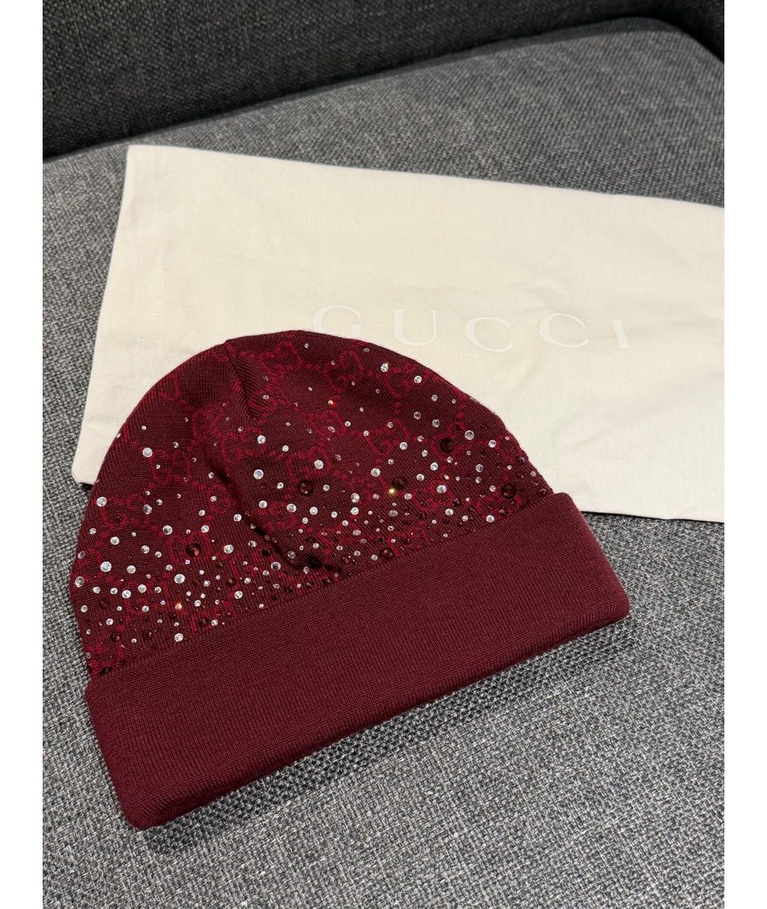GUCCI Бордовая шерстяная шапка, фото 4