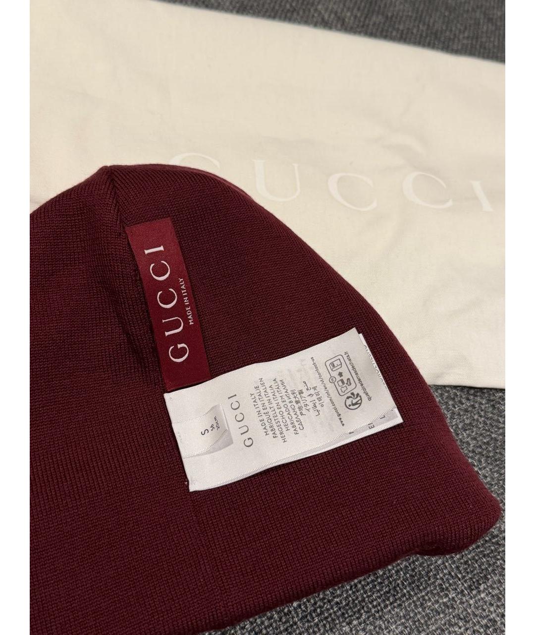 GUCCI Бордовая шерстяная шапка, фото 3