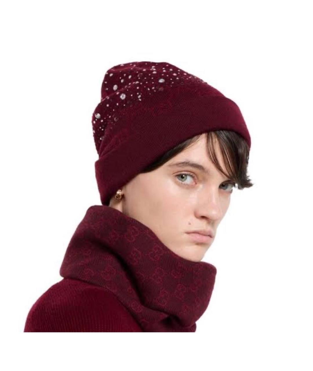 GUCCI Бордовая шерстяная шапка, фото 2
