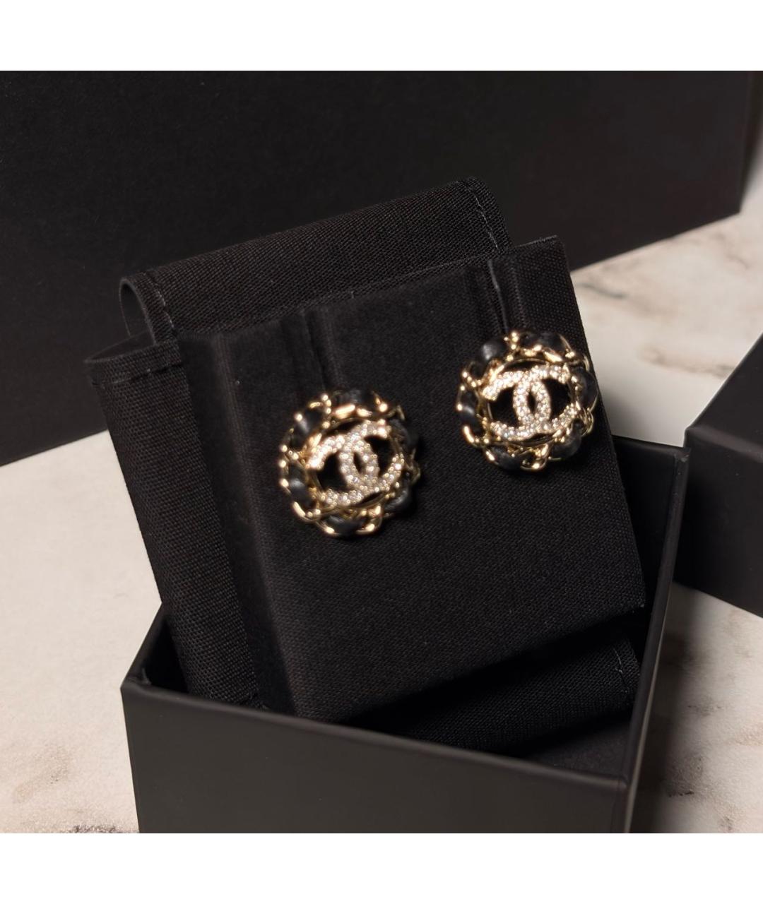 CHANEL Черные металлические серьги, фото 4
