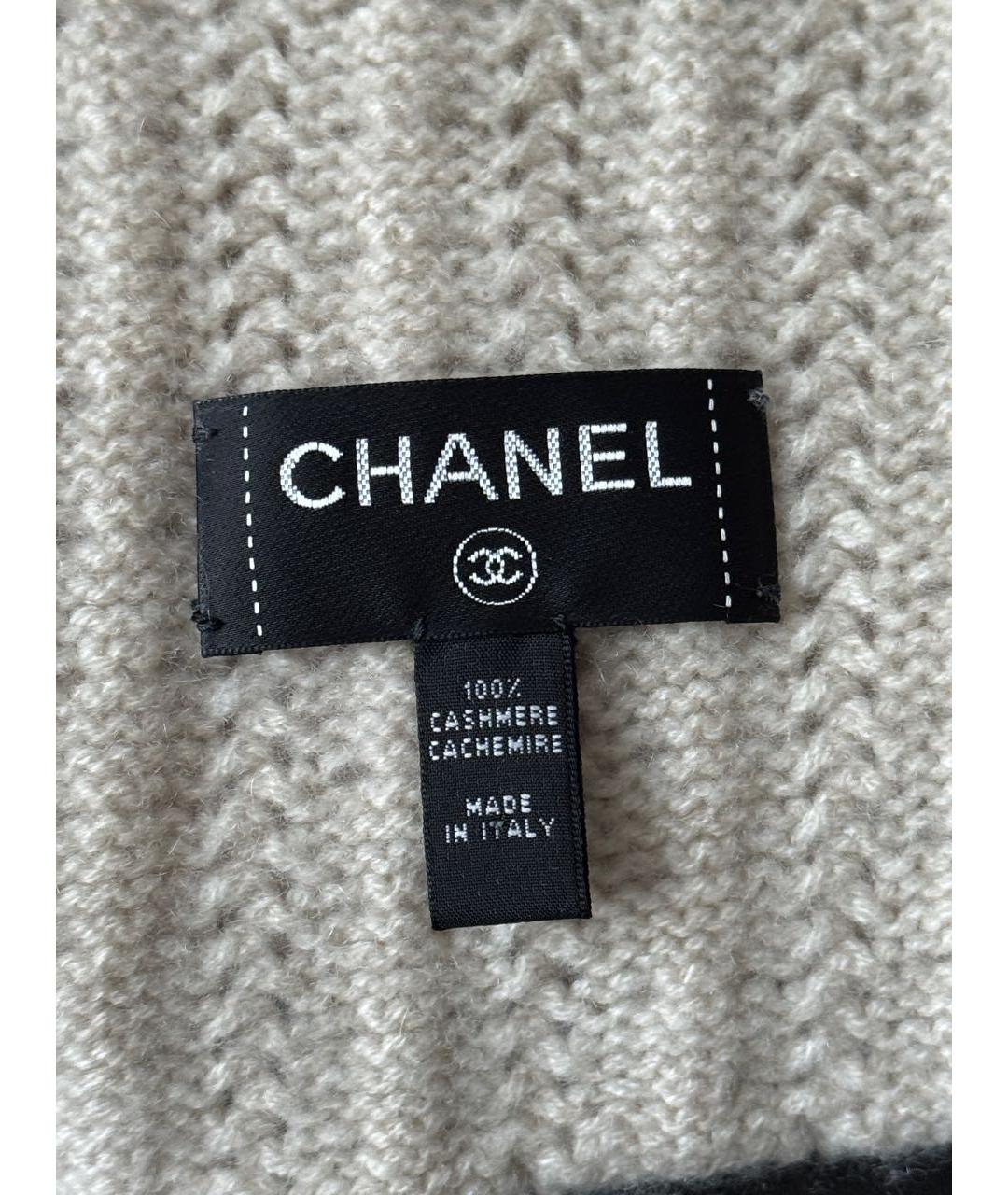 CHANEL Бежевый кашемировый шарф, фото 5