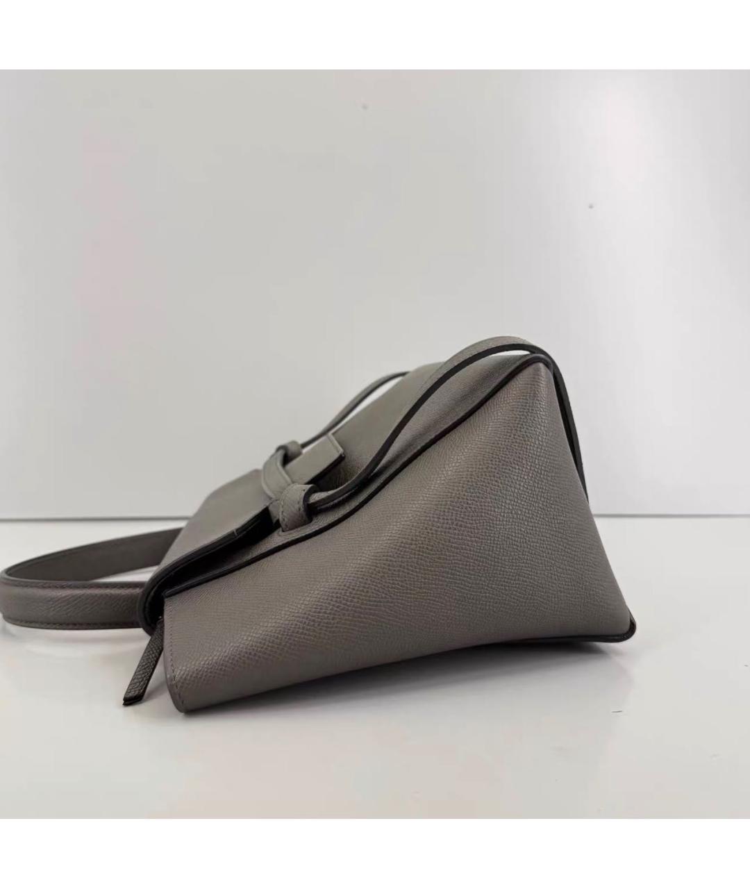 CELINE Антрацитовая кожаная сумка с короткими ручками, фото 5