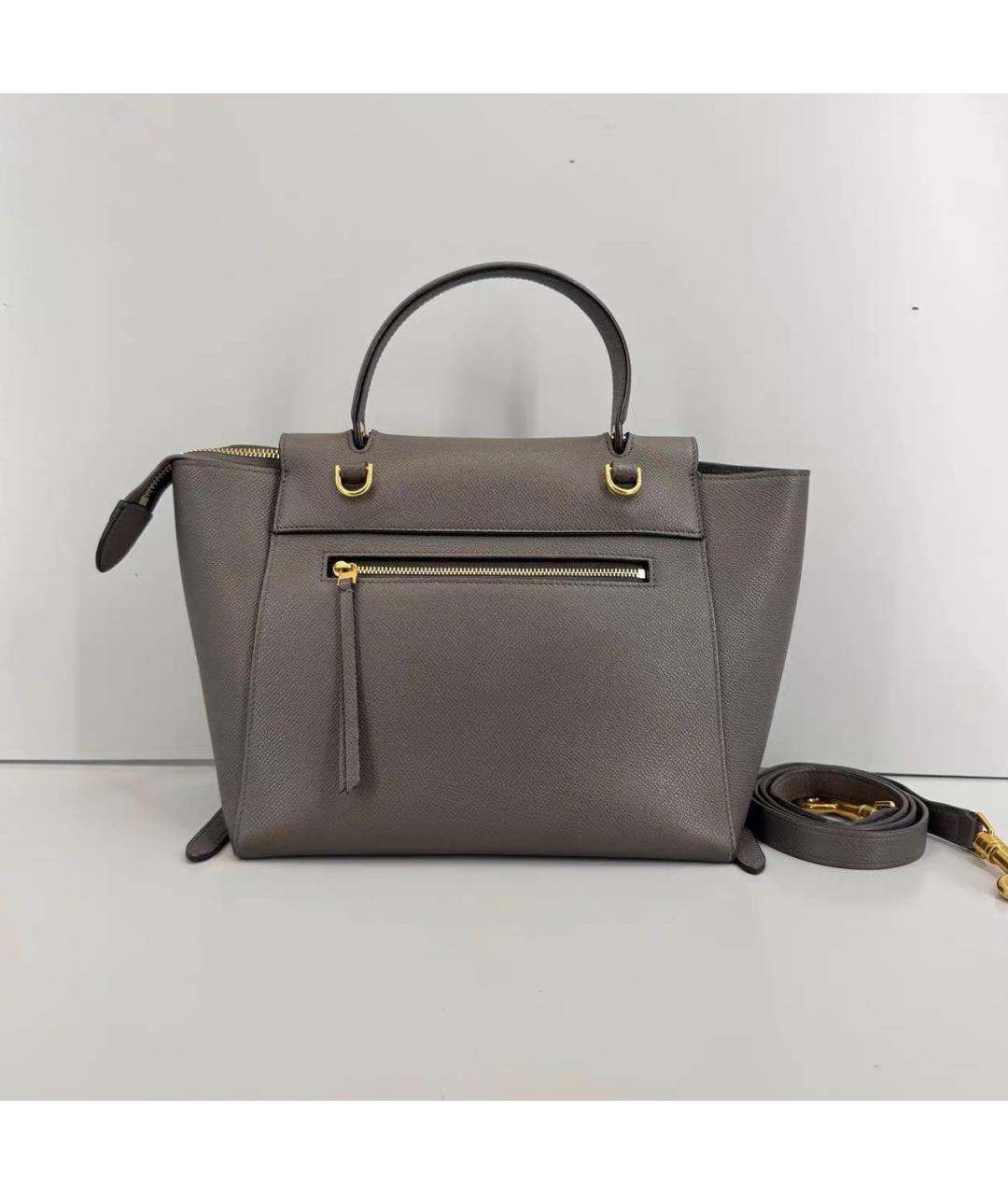 CELINE Антрацитовая кожаная сумка с короткими ручками, фото 2
