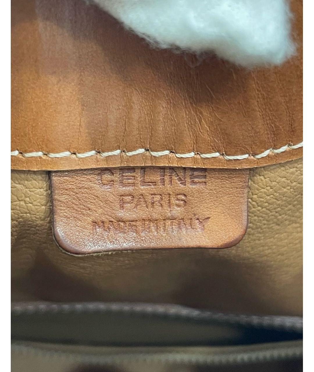 CELINE Коричневая сумка через плечо из канвы, фото 8