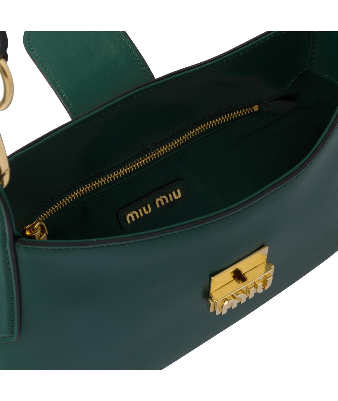 MIU MIU Зеленая кожаная сумка через плечо, фото 4