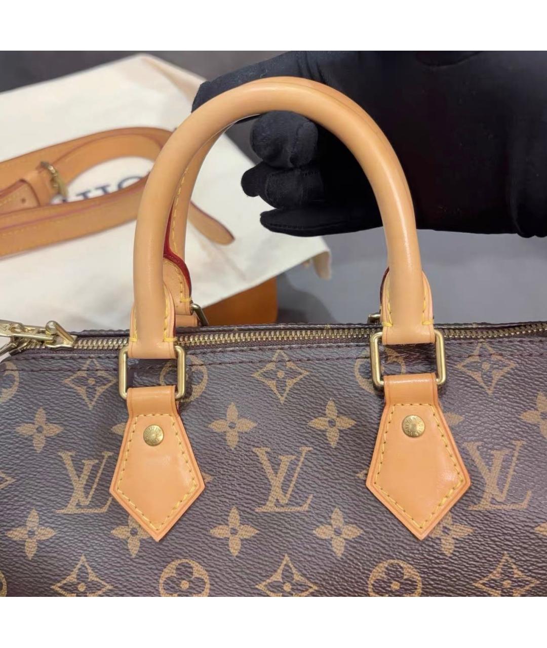 LOUIS VUITTON Коричневая сумка с короткими ручками из канвы, фото 3