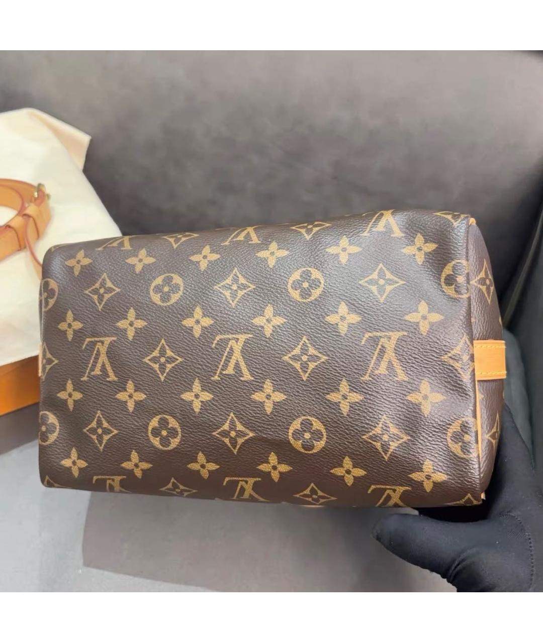 LOUIS VUITTON Коричневая сумка с короткими ручками из канвы, фото 7