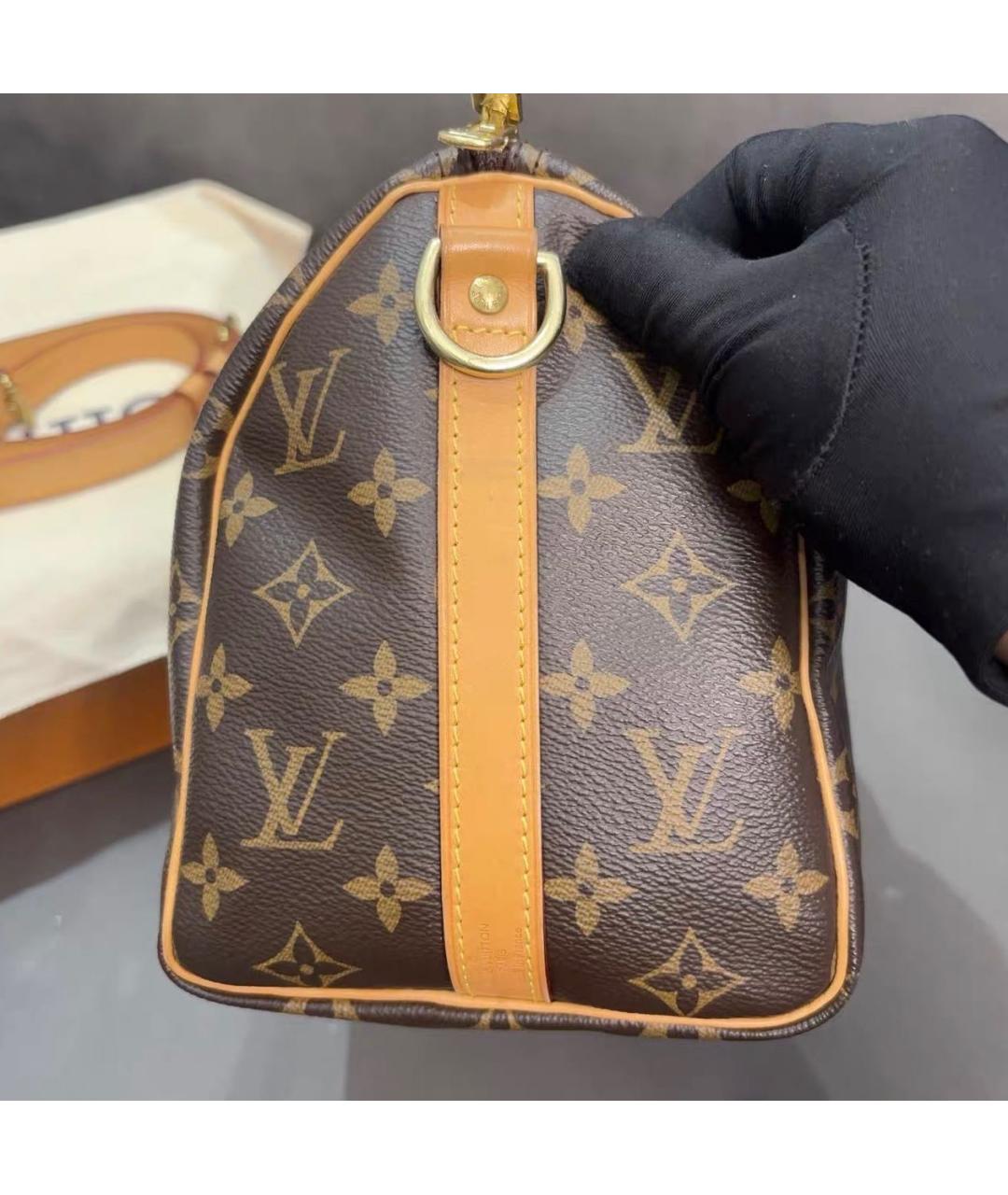 LOUIS VUITTON Коричневая сумка с короткими ручками из канвы, фото 4