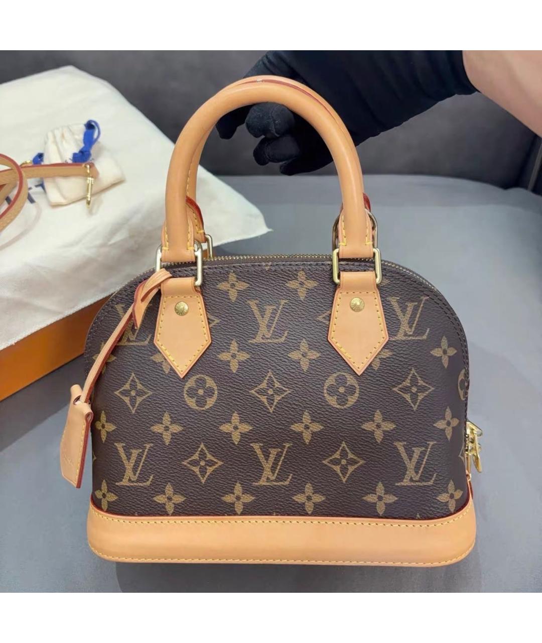 LOUIS VUITTON Коричневая сумка с короткими ручками из канвы, фото 9