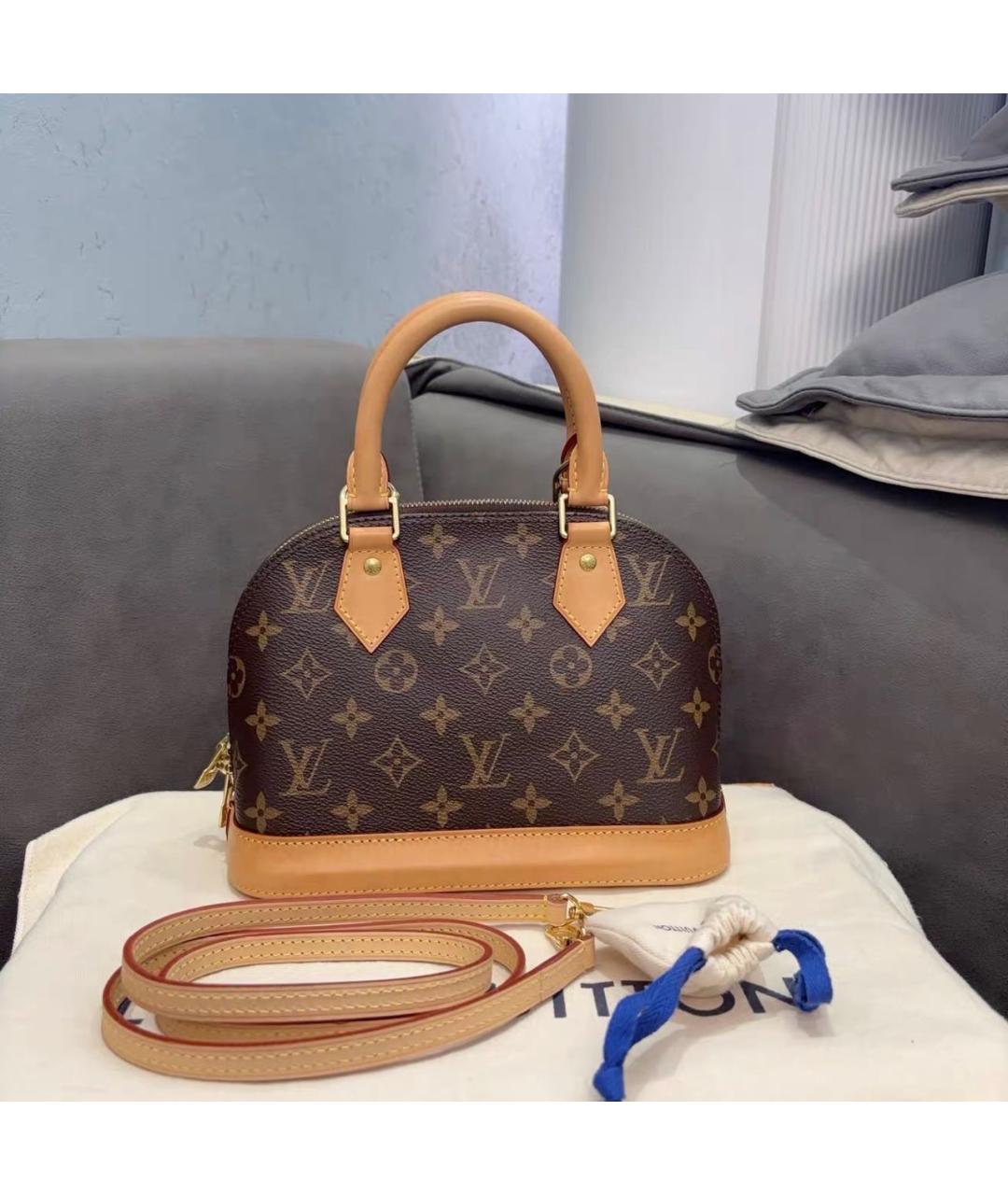 LOUIS VUITTON Коричневая сумка с короткими ручками из канвы, фото 2