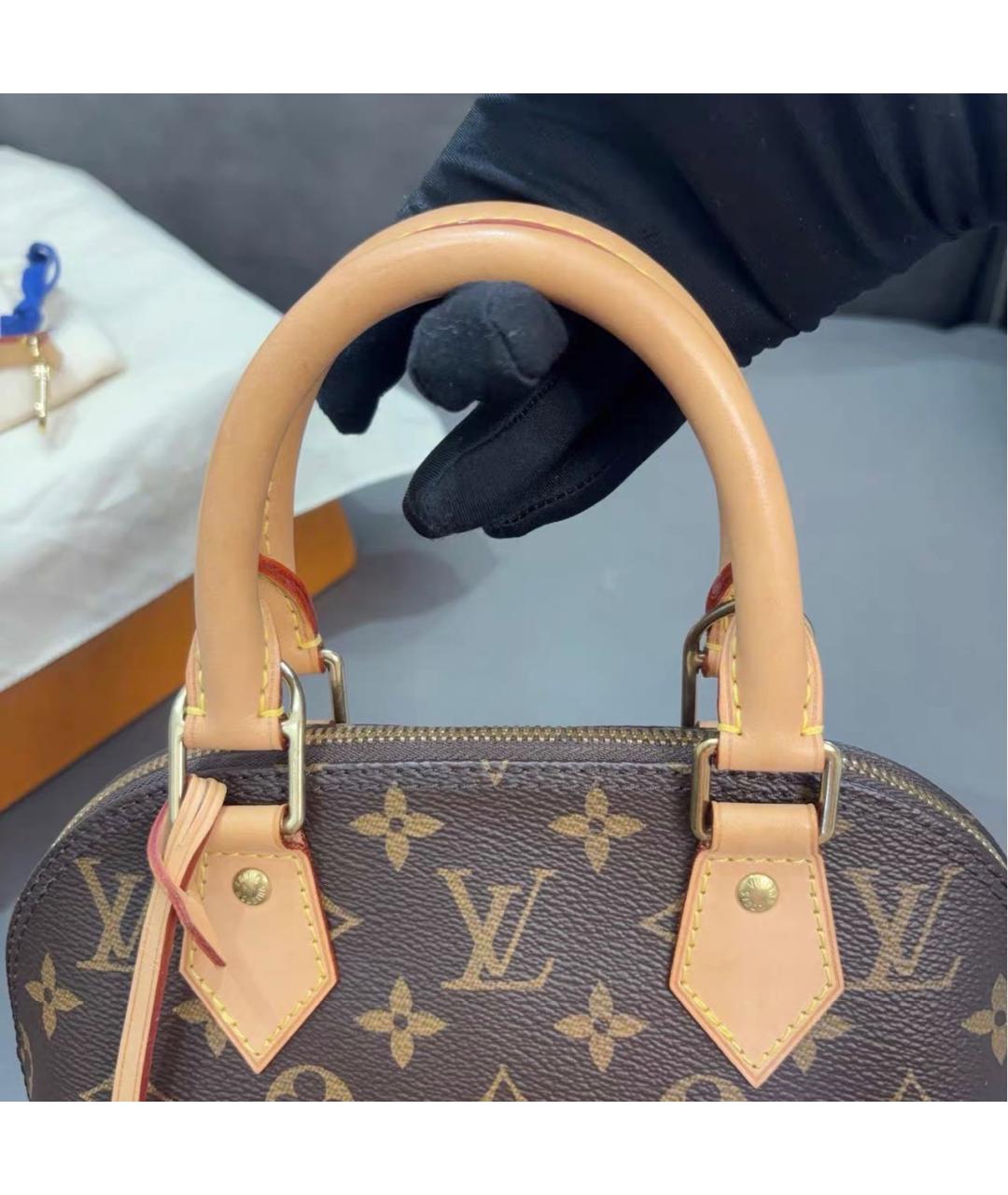 LOUIS VUITTON Коричневая сумка с короткими ручками из канвы, фото 3