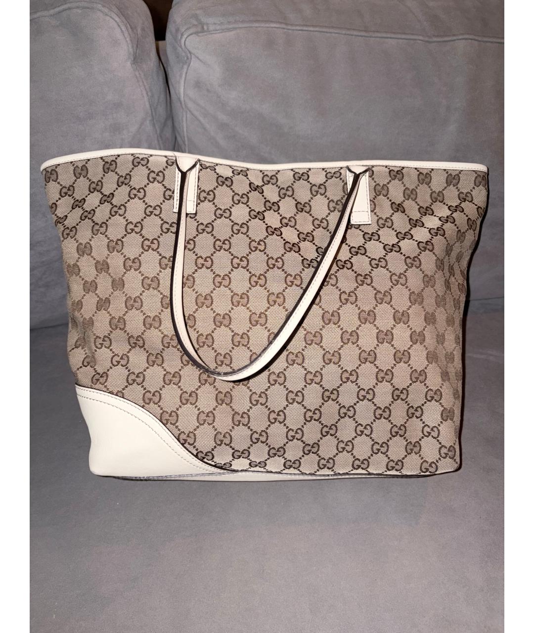 GUCCI Бежевая сумка тоут из канвы, фото 2