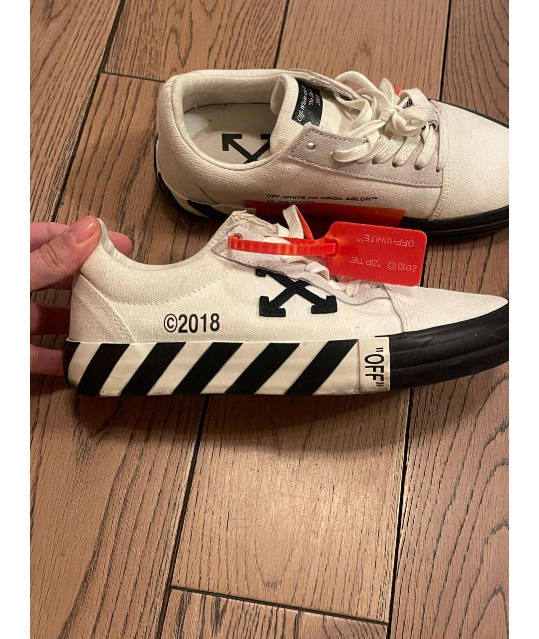 OFF-WHITE Белые текстильные кеды, фото 6