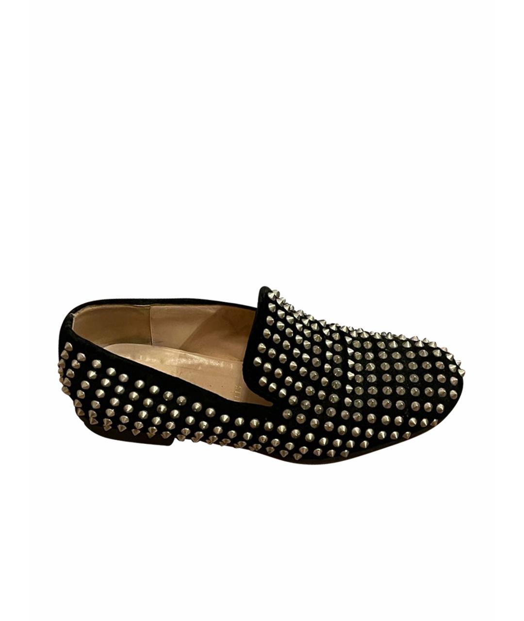 CHRISTIAN LOUBOUTIN Черные бархатные лоферы, фото 1